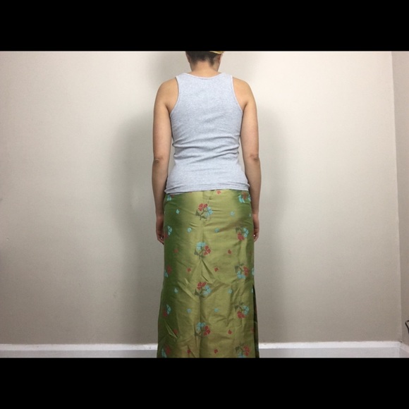 Nicole Miller green silk floral maxi skirt - Picture 6 of 9